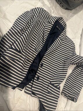 7th avenue Navy and White Striped womens Blazer